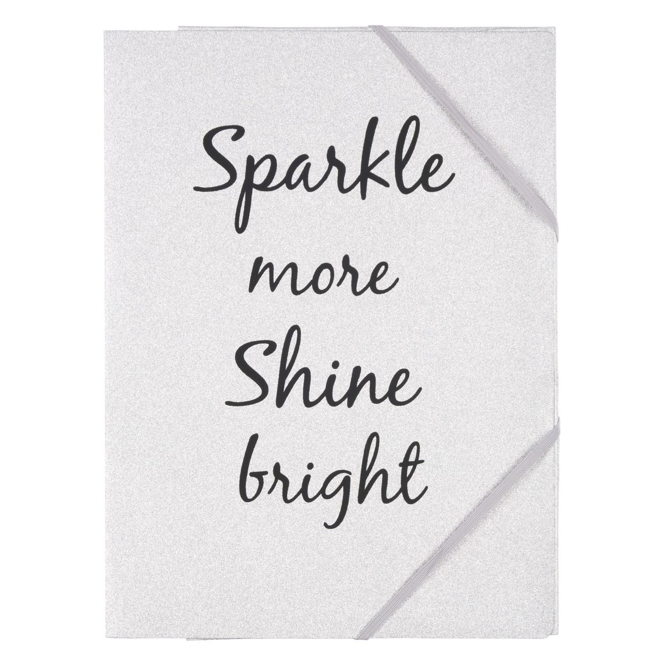 Mapa Zola®, 24x32 cm, prindere elastica, model cu mesaj, gri glitter