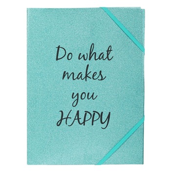 Mapa Zola®, 24x32 cm, prindere elastica, model cu mesaj, turcoaz glitter Mapa Zola®, 24x32 cm, prindere elastica, model cu mesaj, turcoaz glitter