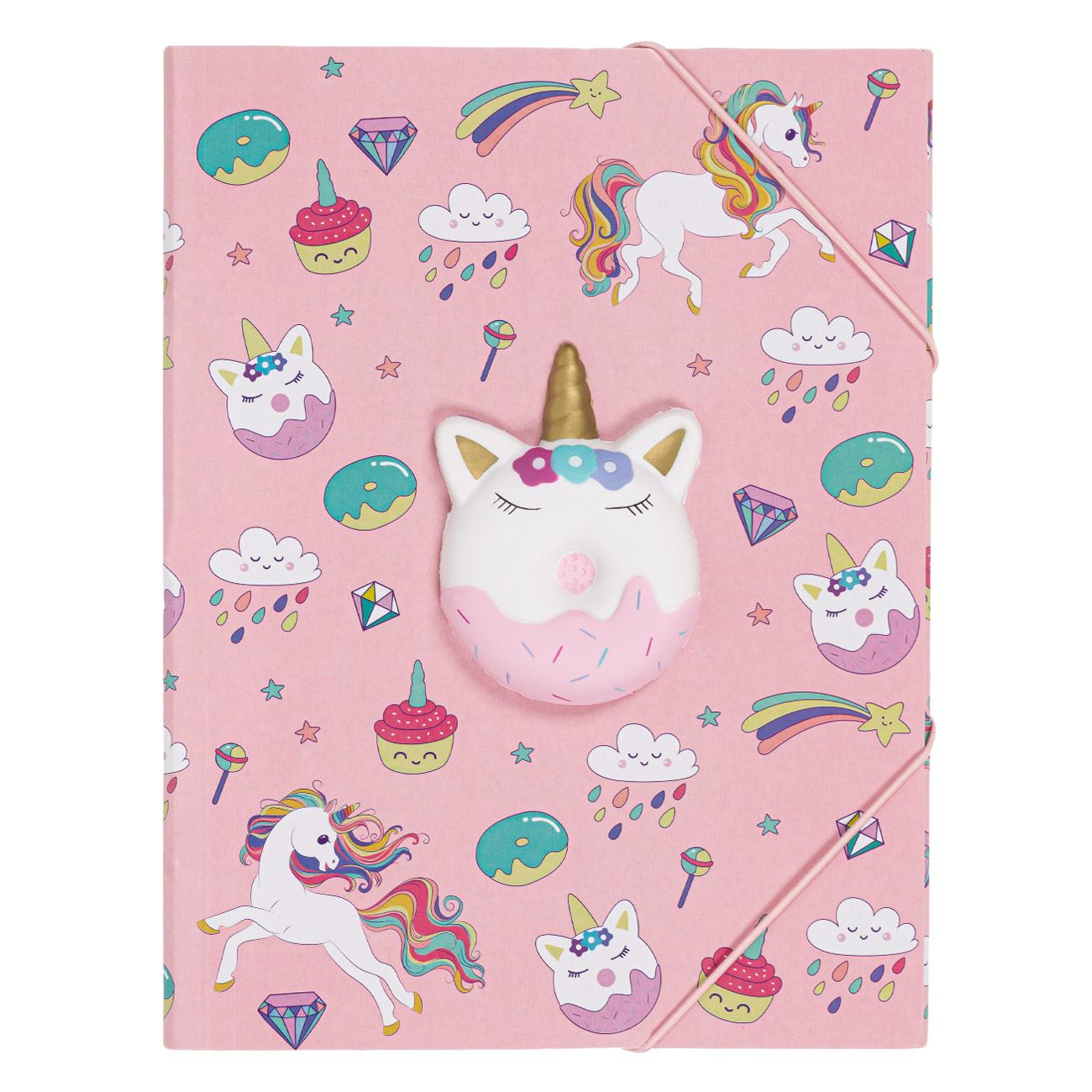 Mapa Zola®, 24x32 cm, prindere elastica, model vesel unicorni roz