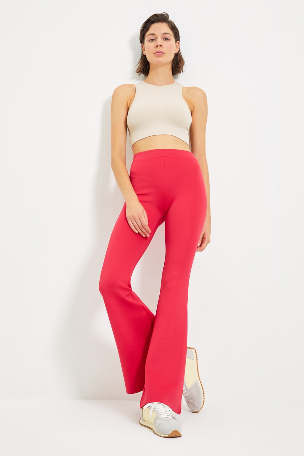 Trendyol, Pantaloni sport evazati cu talie inalta, Rosu