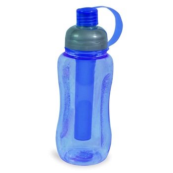 Bidon de apa, Zola®, cu suport pentru gheata, albastru transparent, din plastic, 600 ml Bidon de apa, Zola®, cu suport pentru gheata, albastru transparent, din plastic, 600 ml