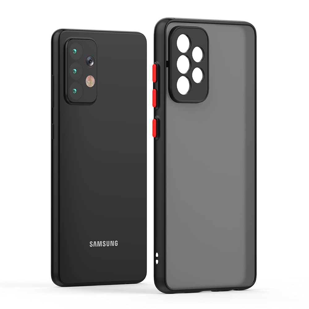 Husa cu protectie la camere si finisaj mat, compatibila cu Samsung Galaxy A52 4G / A52 5G / A52s 5G / Negru