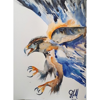 Tablou Acvila spre prada, acuarela, pictat manual de Artemisia dimensiune 30 x 41 cm Tablou Acvila spre prada, acuarela, pictat manual de Artemisia dimensiune 30 x 41 cm