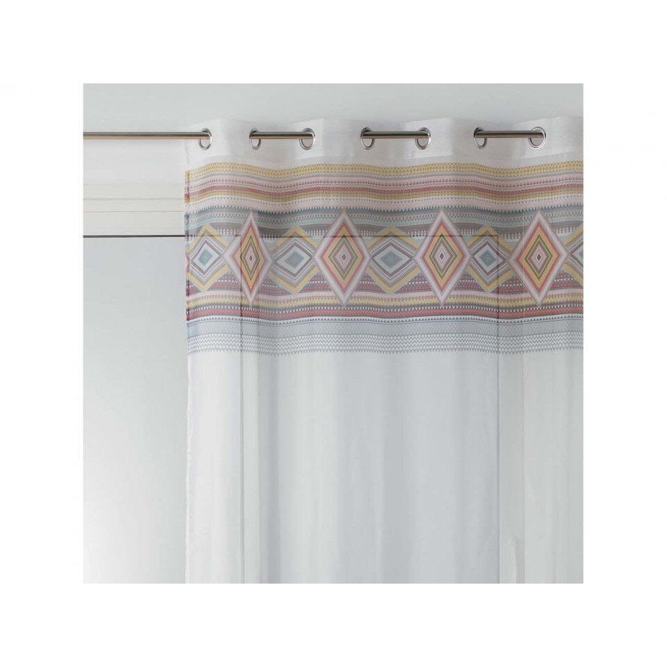 Perdea lucrata pe inele tip capse, 140 x 240 cm, alb cu model, Douceur d'intérieur