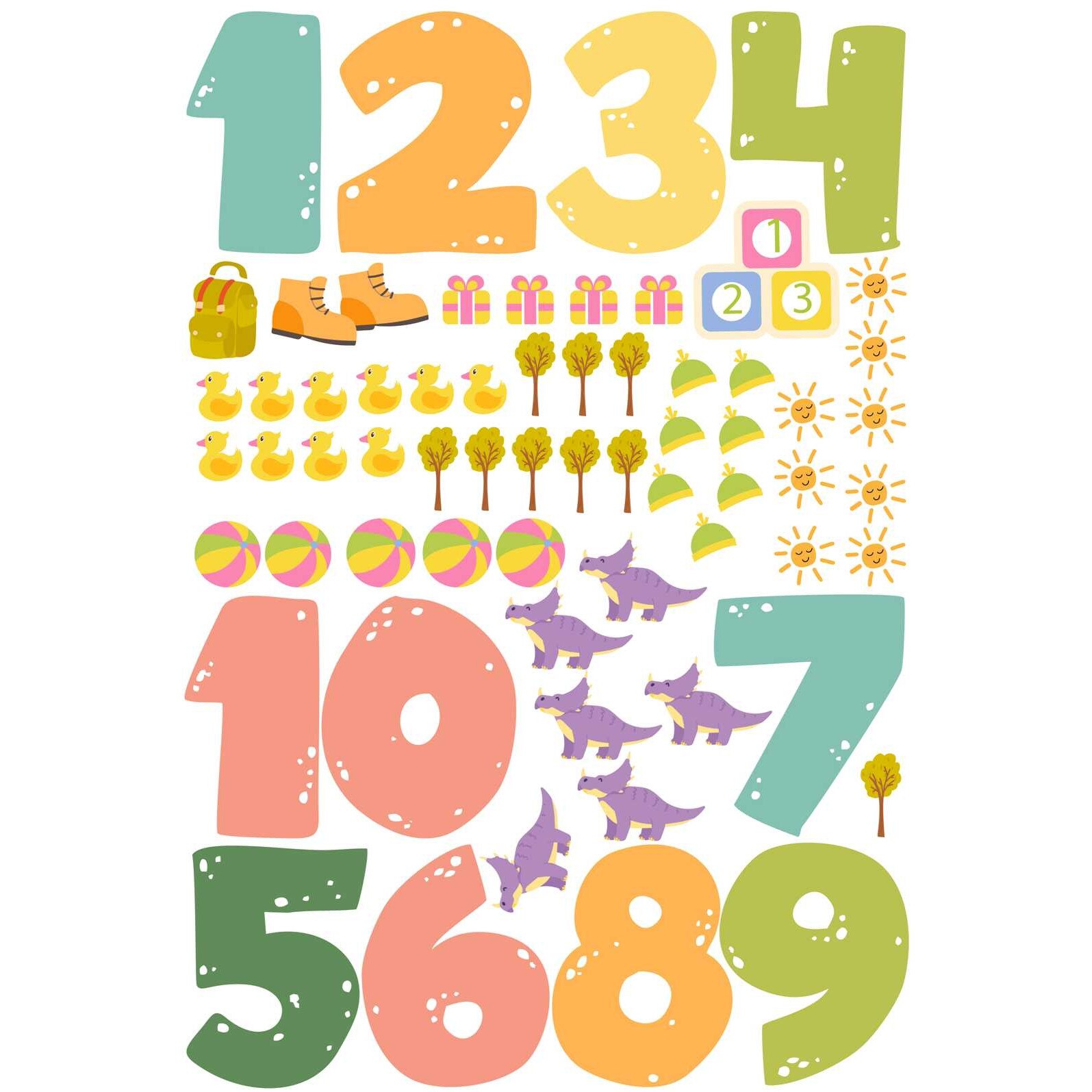 Set Stickere Educative, Numere si Elemente, 60x90 cm