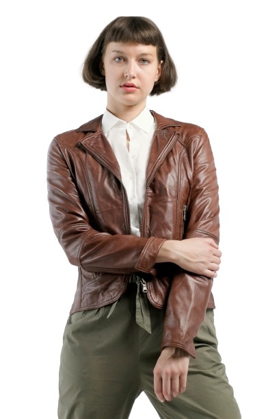 Geaca de piele Mariana CBL, Maro, Maro