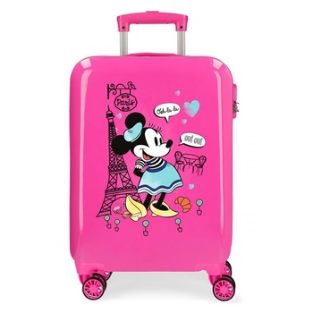 Troler cabina ABS Minnie Around The World Paris, fucshia, 38x55x20 cm Troler cabina ABS Minnie Around The World Paris, fucshia, 38x55x20 cm