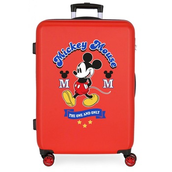 Troler mediu ABS Mickey The One, rosu, 48x68x26 cm Troler mediu ABS Mickey The One, rosu, 48x68x26 cm
