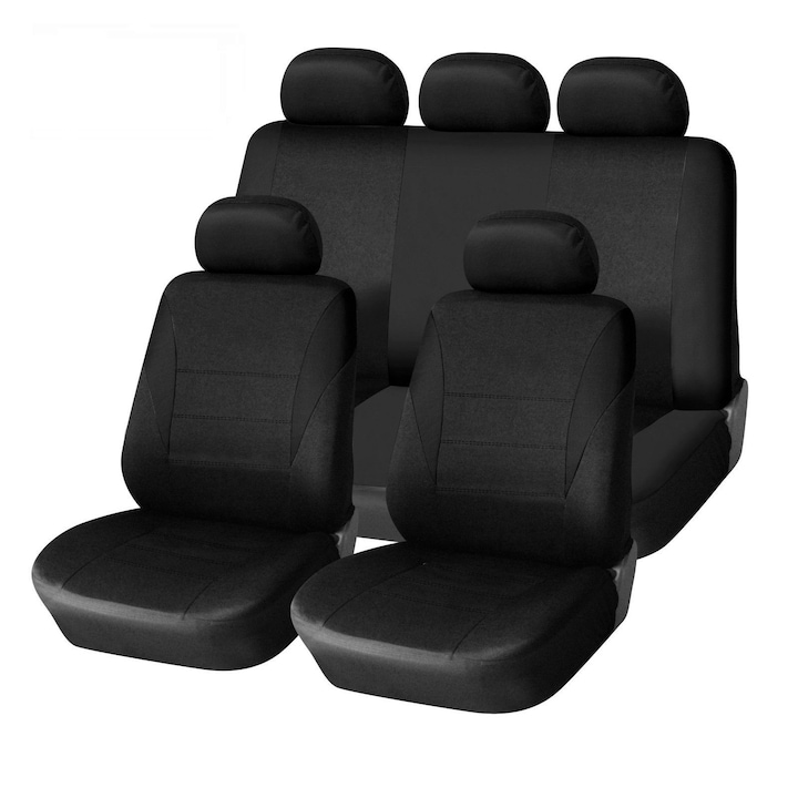 Калъфи/тапицерия за предни и задни седалки Flexzon, Пълен комплект, Универсални, Черни
