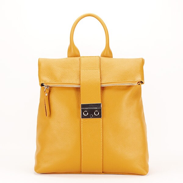 Rucsac din piele naturala galben mustar Sonia Galben