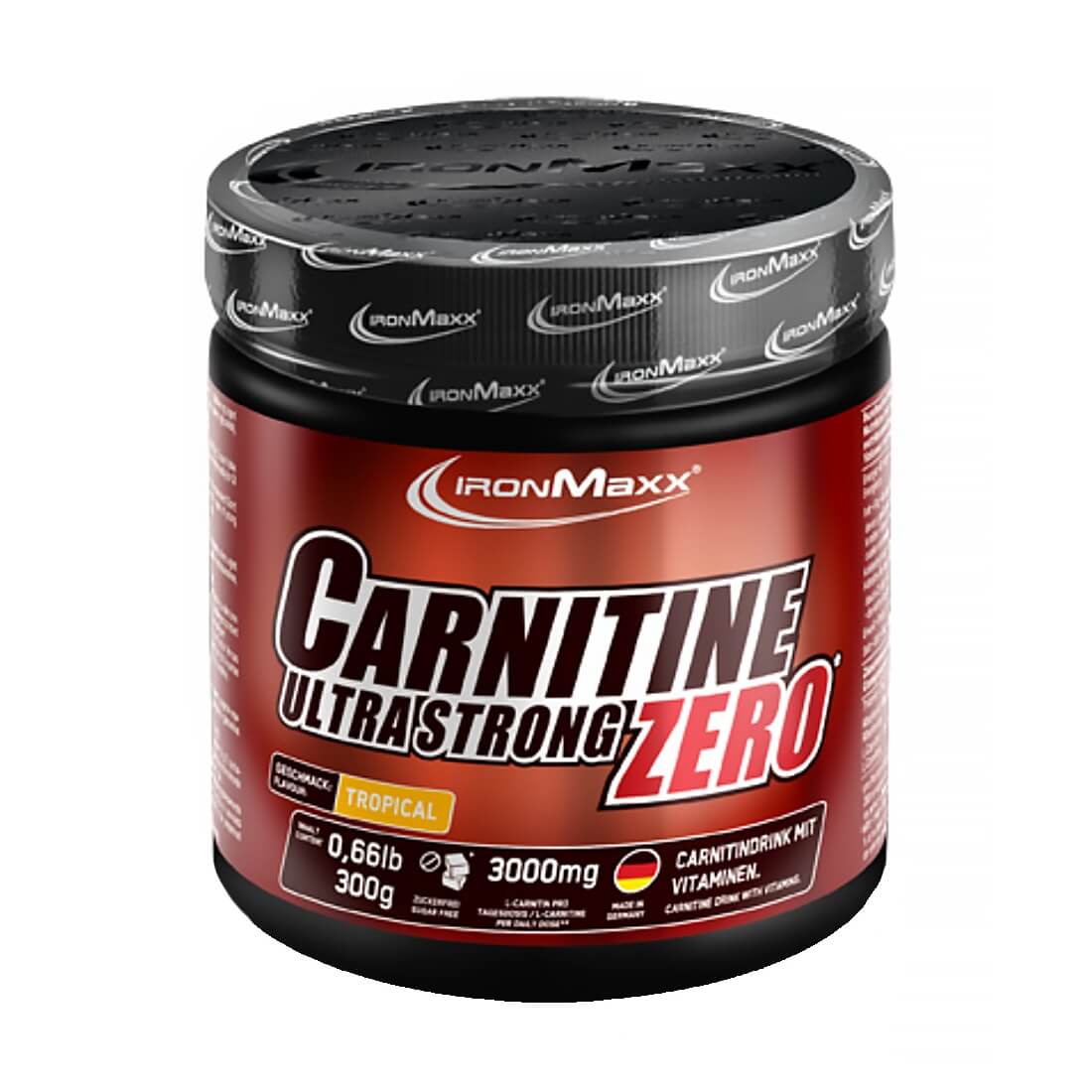 Carnitina IronMaxx Ultra Strong ZERO, Fructe tropicale, 300g