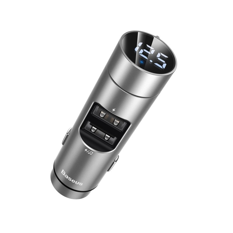 Incarcator Auto Cu Mp3 Bseus Energy Column Cu Transmitator Fm 2x Usb Quick Charge 3.0 ,3.1a, Silver