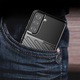 G-Tech Rugged Thunder Samsung Galaxy S21 FE ütésálló hajlékony tok, elegáns textúra, fekete