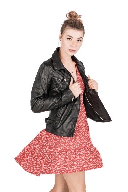 Geaca de piele Mila CBL, Negru