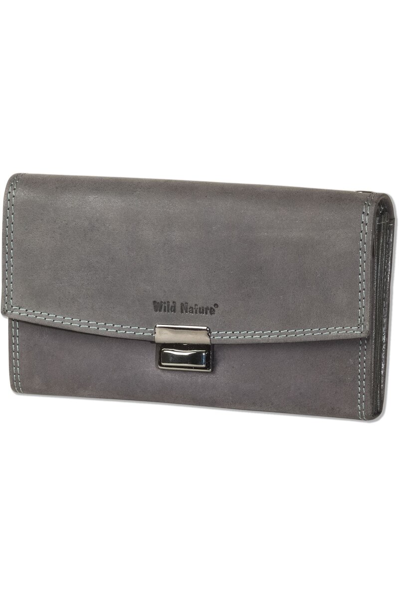 Portofel dama Woodland, 18.8x10 cm, Piele naturala, Negru