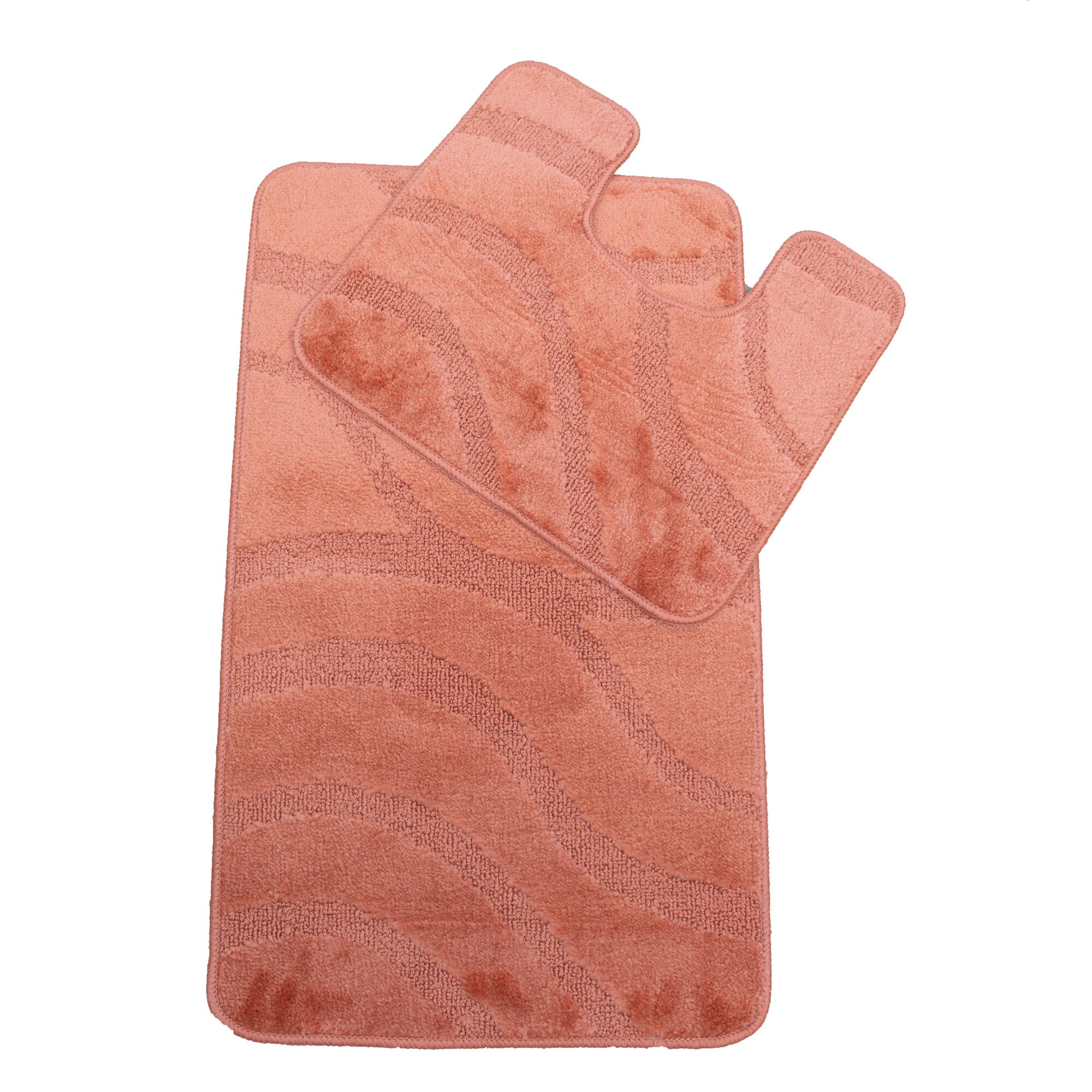 Set 2 covorase baie Basic Standard , 50x80cm/40x50cm, antiderapant, polipropilena, culoare portocaliu , model simfonie , gramaj 800 g