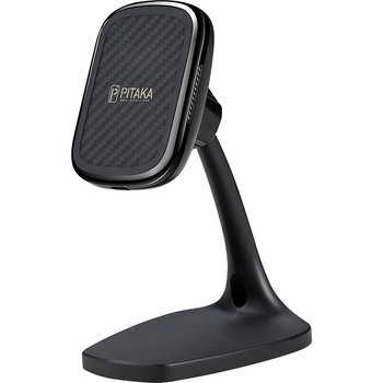Incarcator Wireless Pitaka MagMount Ebony, Fast Wireless (10W / 7.5W), Magnetic, Fibra Aramida, Negru