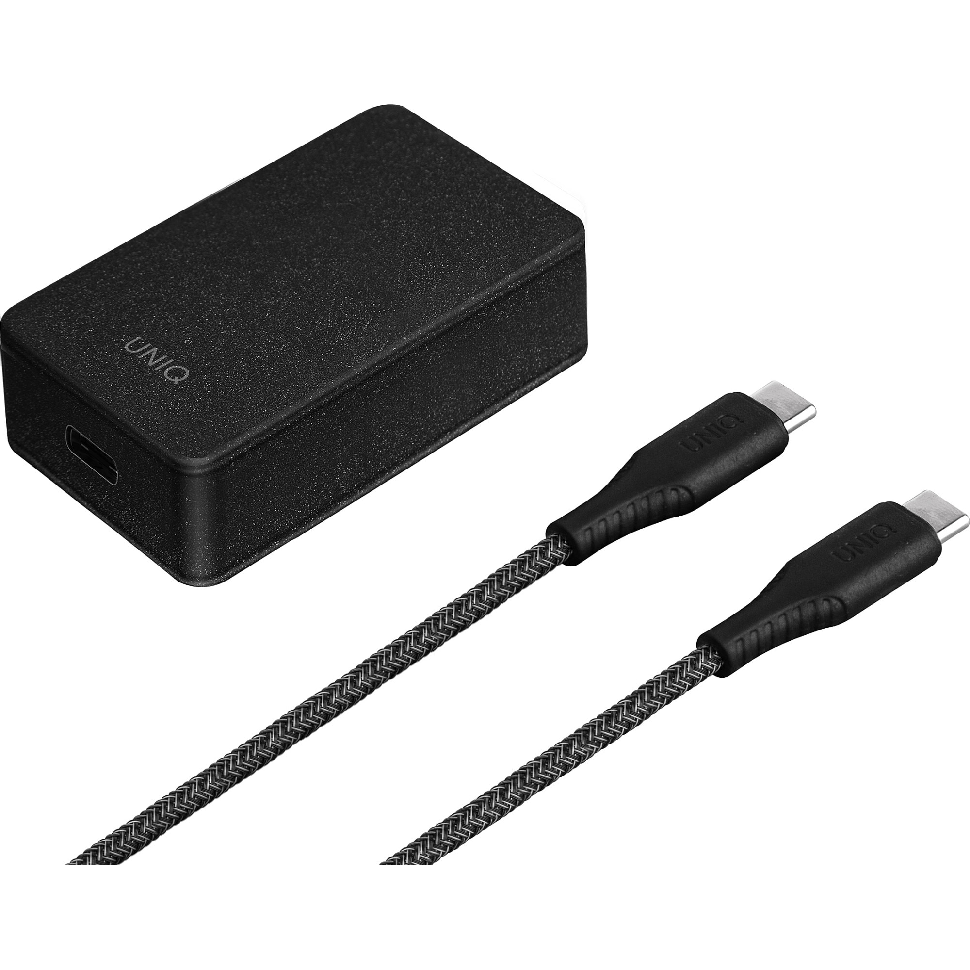 Incarcator retea UNIQ cu cablu USB Tip-C Versa Slim, Quick Charge PD, 18W, 1 X USB Tip-C, Negru