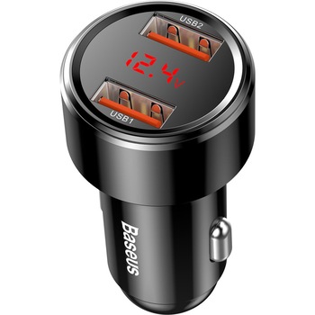 Incarcator auto Baseus USB Magic Series Dual QC, cu afisaj LED, QC3.0, 45W, 6A, 2 X USB, Negru Incarcator auto Baseus USB Magic Series Dual QC, cu afisaj LED, QC3.0, 45W, 6A, 2 X USB, Negru