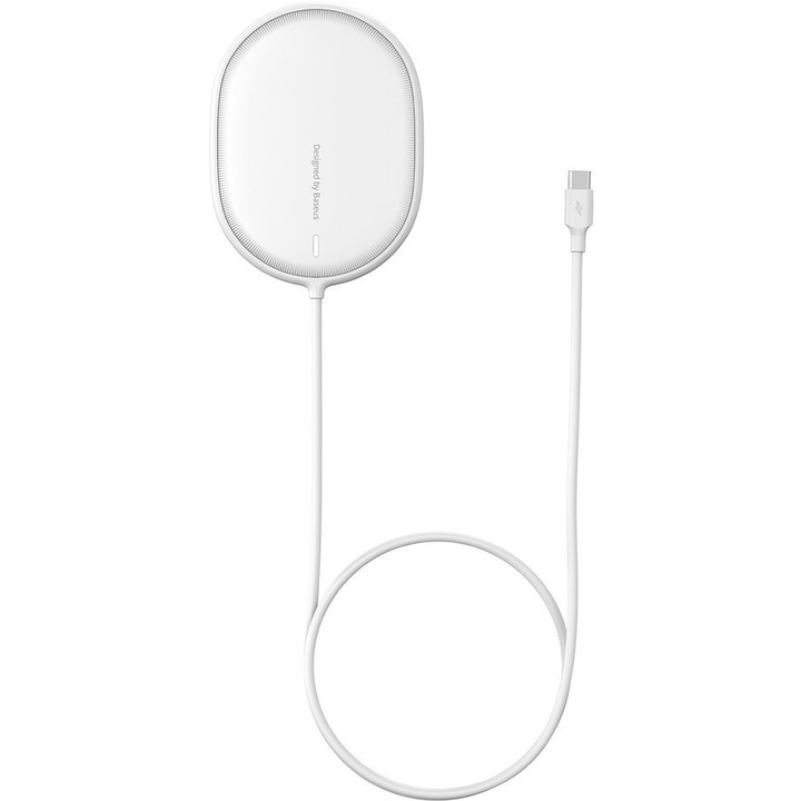Безжично зарядно устройство Baseus Wireless Light Magnetic, MagSafe, Quick Charge, 15W, Бял