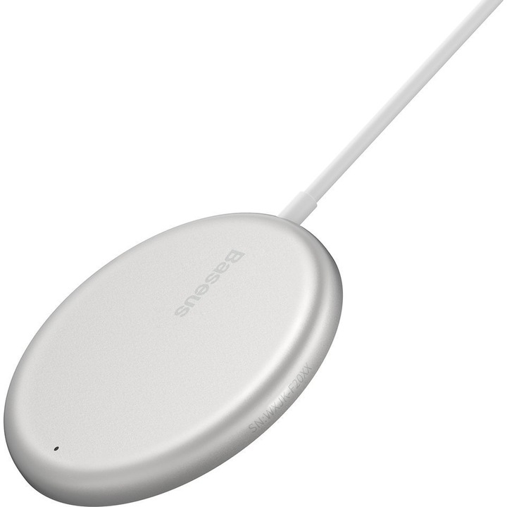 Incarcator retea Baseus Wireless Simple Mini, compatibil cu MagSafe, 15W, Quick Charge, Alb
