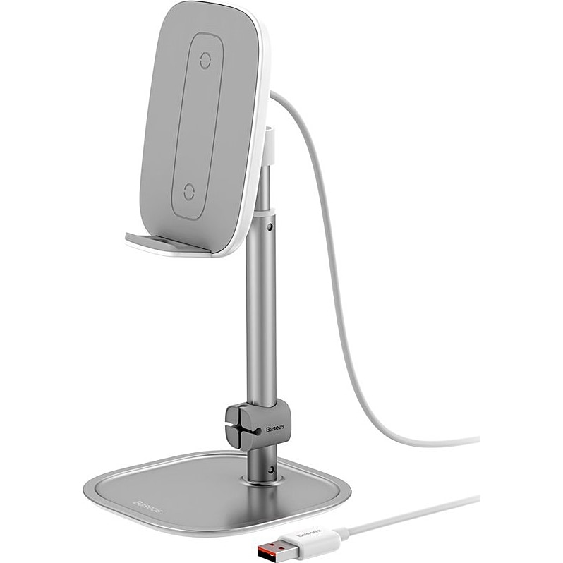 Incarcator retea Baseus Wireless Desktop Bracket, Quick Charge, 15W, Argintiu