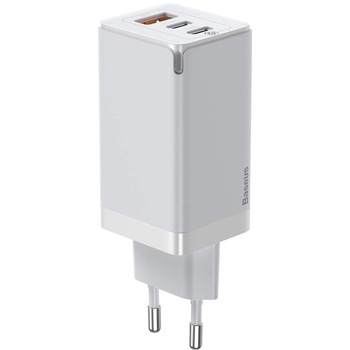 Incarcator Retea cu cablu USB Type-C Baseus GaN Pro, 65W, 1 X USB - 2 X USB Tip C, CCGAN2P-B02 Alb Incarcator Retea cu cablu USB Type-C Baseus GaN Pro, 65W, 1 X USB - 2 X USB Tip C, CCGAN2P-B02 Alb