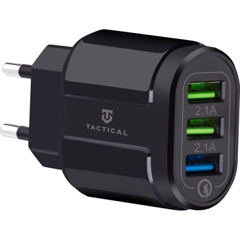Incarcator retea Tactical 13-222 USB, 3 x USB, Quick Charge, 18W, Negru Incarcator retea Tactical 13-222 USB, 3 x USB, Quick Charge, 18W, Negru