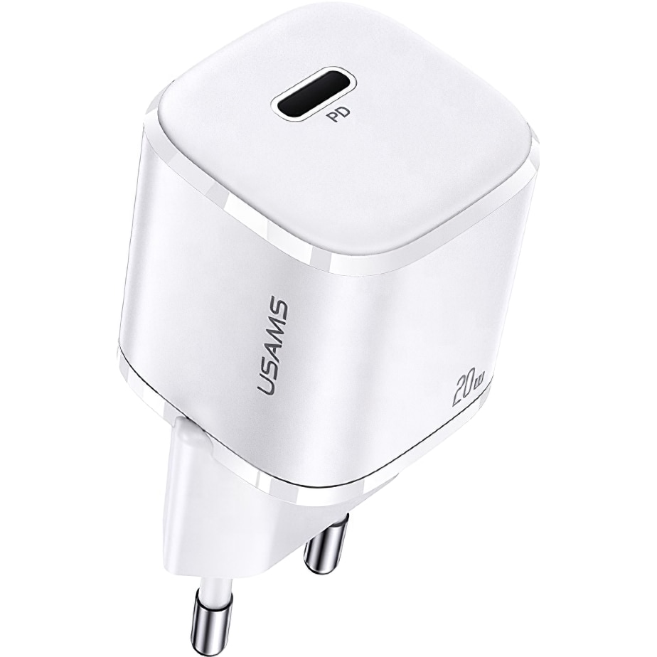 Incarcator retea Usams T36 Mini USB, 1 X USB Tip-C, 20W, Power Delivery, Alb