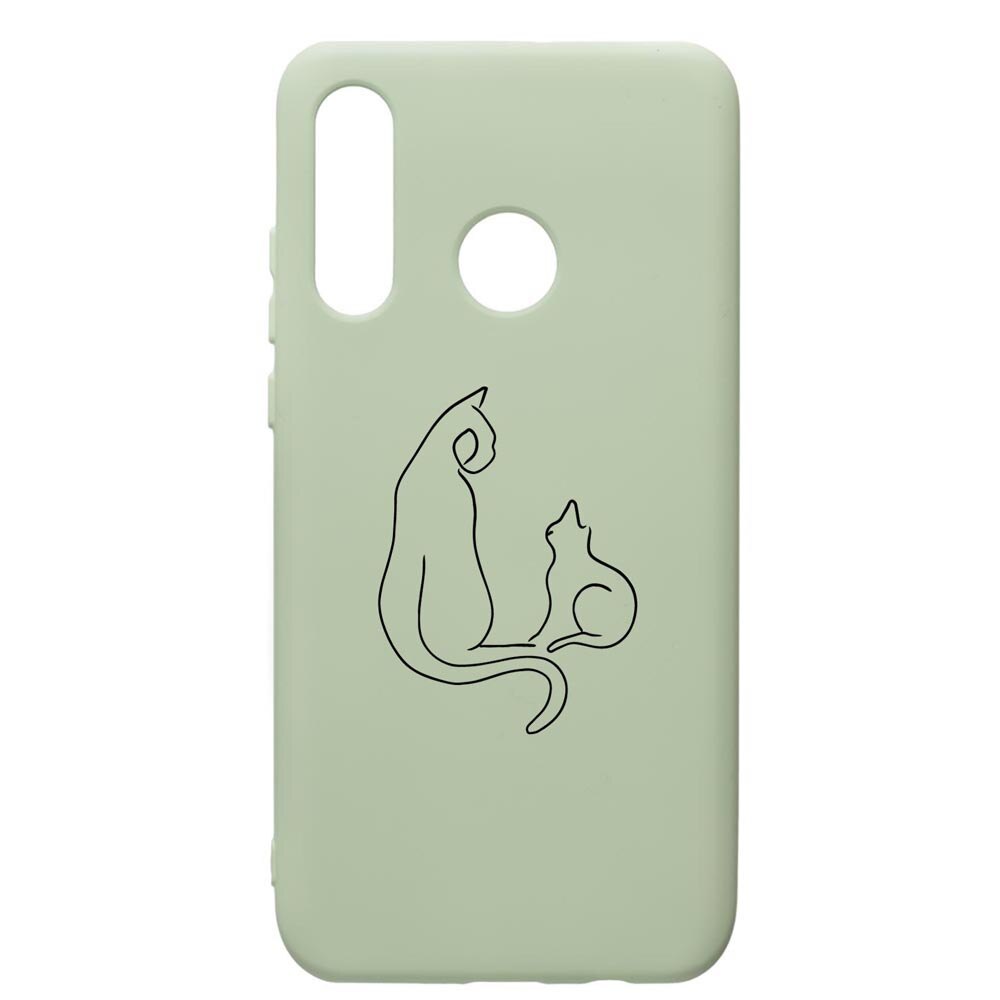 Husa Premium Silicon Compatibila Cu Huawei P30 Lite, Abstract Cat, cu interiorul din material textil, protectie camera, Beryl, PGR738