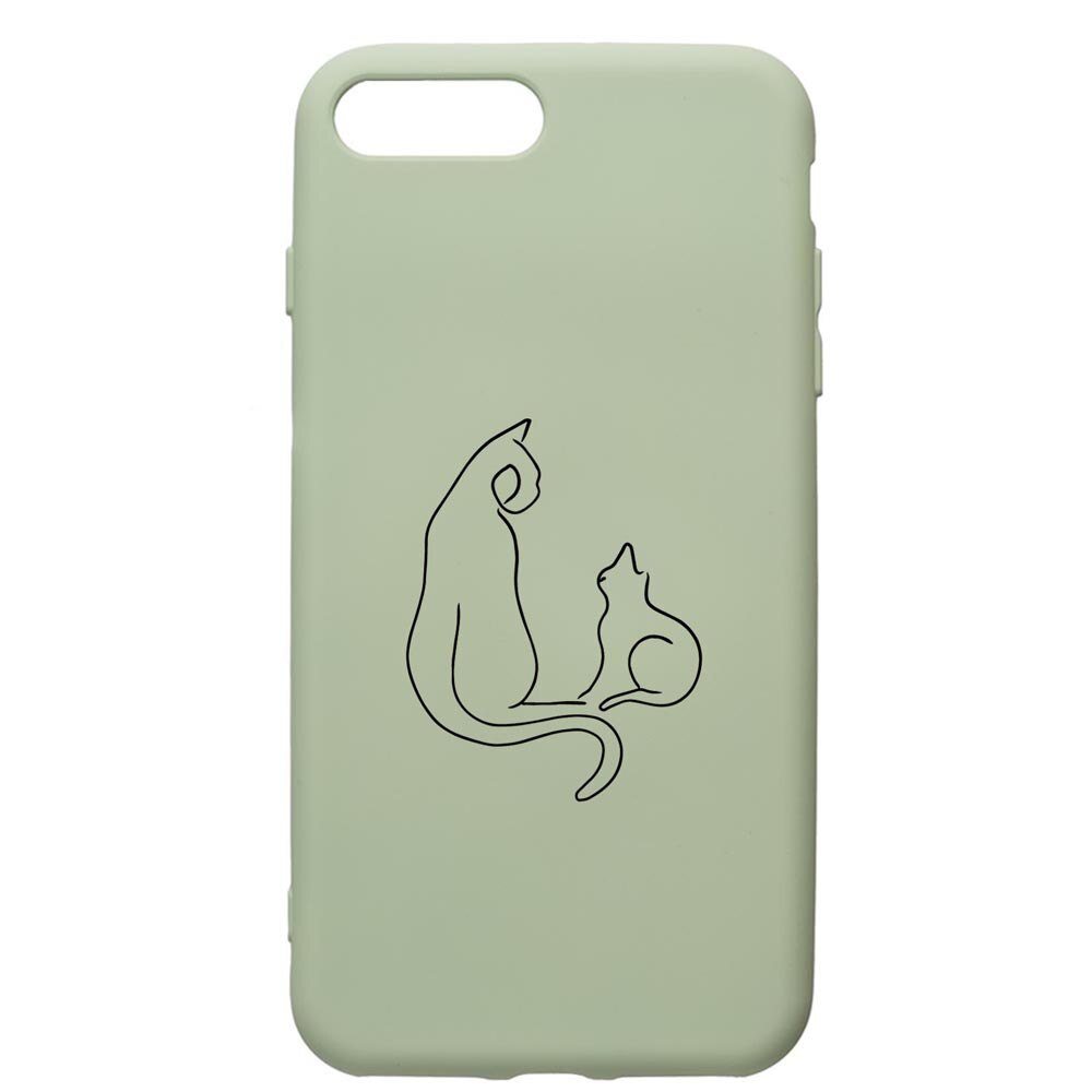 Husa Premium Silicon Compatibila Cu Apple iPhone 8 Plus / iPhone 7 Plus, Abstract Cat, cu interiorul din material textil, protectie camera, Beryl, PGR738