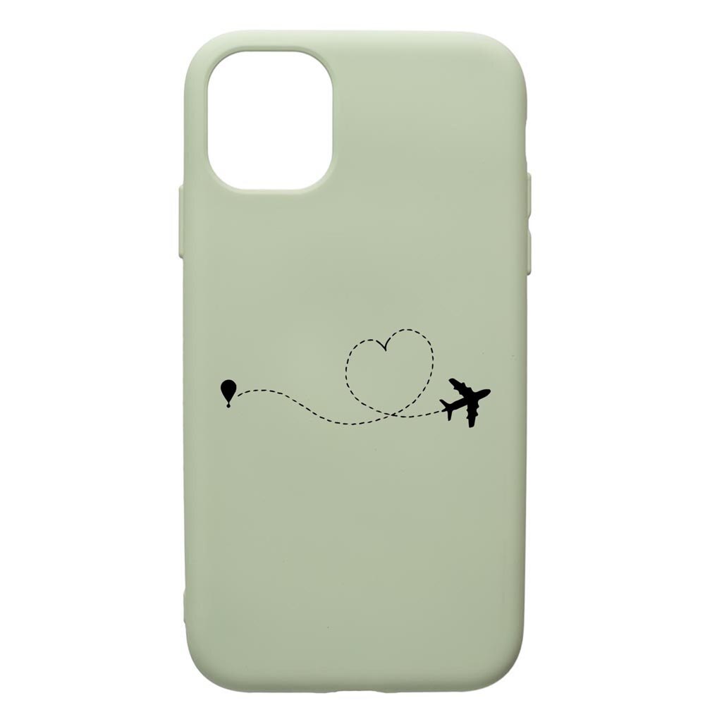 Husa Premium Silicon Compatibila Cu Apple iPhone 12 Mini, Love To Travel, cu interiorul din material textil, protectie camera, Beryl, PGR746