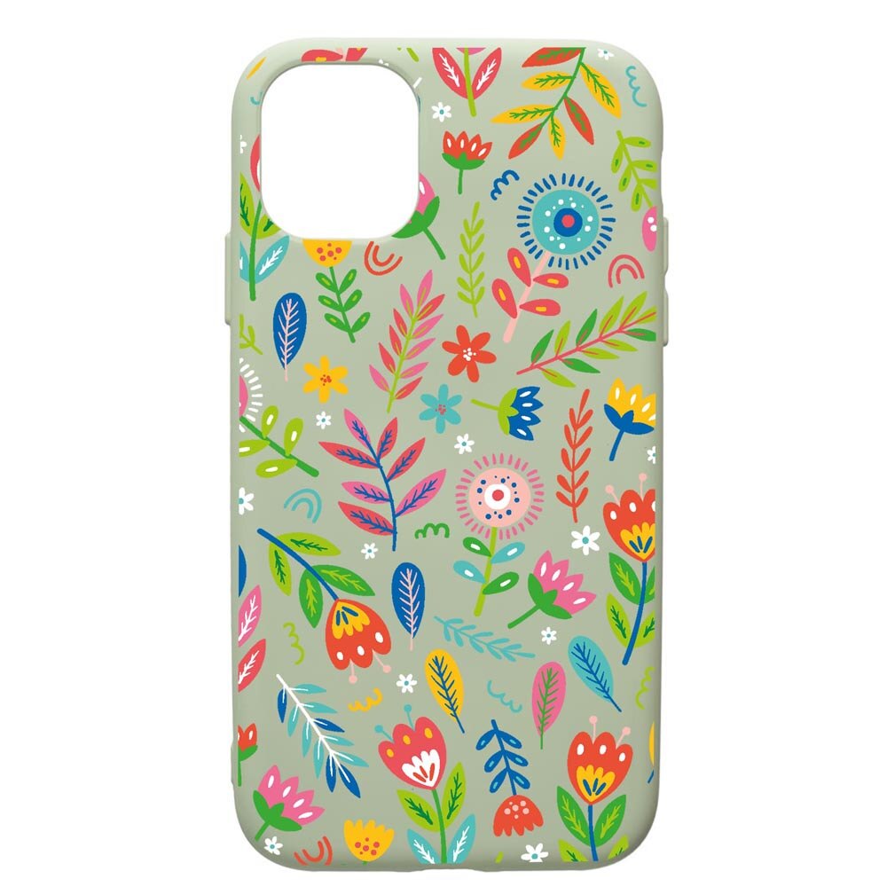 Husa Premium Silicon Compatibila Cu Apple iPhone 11 Pro, Happy Flowers, cu interiorul din material textil, protectie camera, Beryl, PGR756