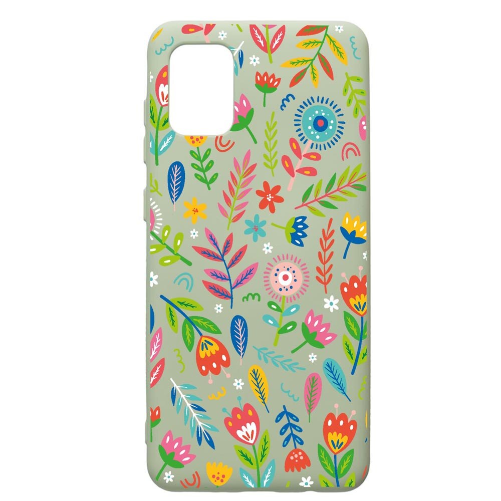 Husa Premium Silicon Compatibila Cu Samsung Galaxy A31, Happy Flowers, cu interiorul din material textil, protectie camera, Beryl, PGR756