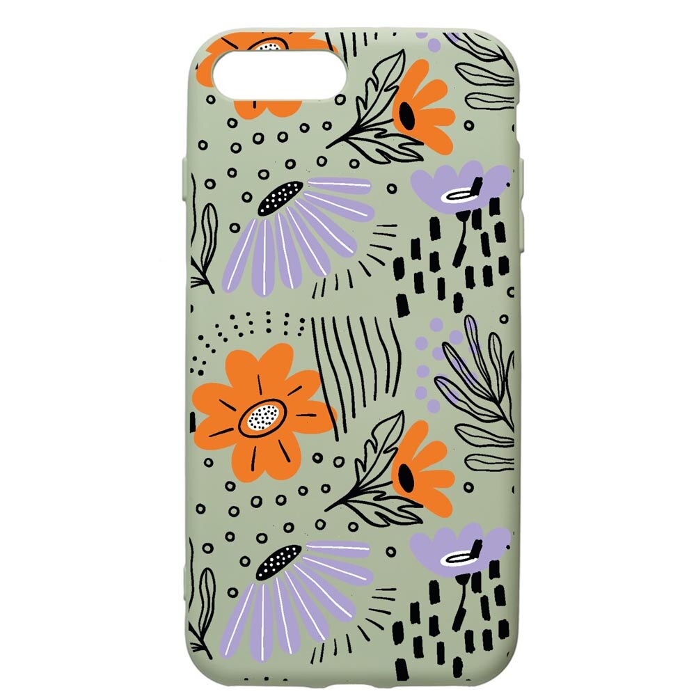 Husa Premium Silicon Compatibila Cu Apple iPhone 8 Plus / iPhone 7 Plus, Flowers - Pastel Colors, cu interiorul din material textil, protectie camera, Beryl, PGR757