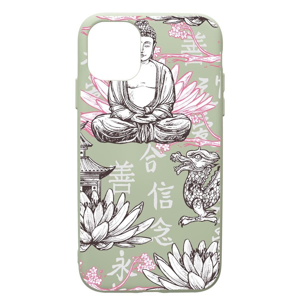 Husa Premium Silicon Compatibila Cu Apple iPhone 12 Pro Max, Buddha, cu interiorul din material textil, protectie camera, Beryl, PGR768