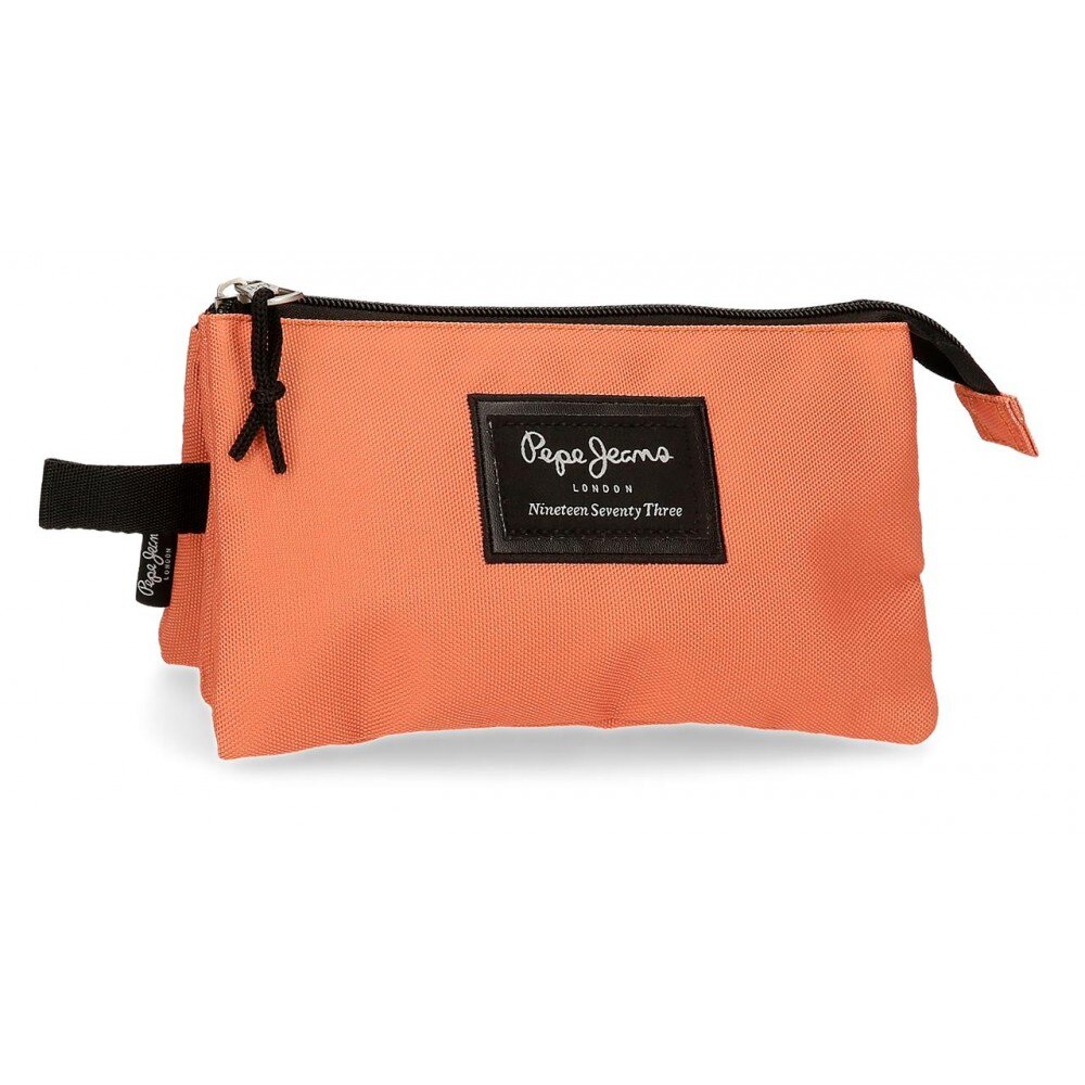 Penar scoala 3 compartimente Pepe Jeans Aris Evergreen, portocaliu, 12x22x5 cm