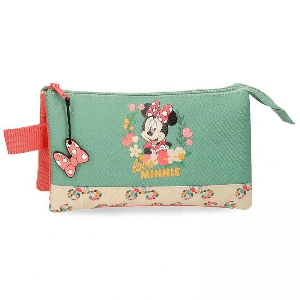 Penar scoala 3 compartimente, Minnie Golden Days, multicolor, 22x12x5 cm