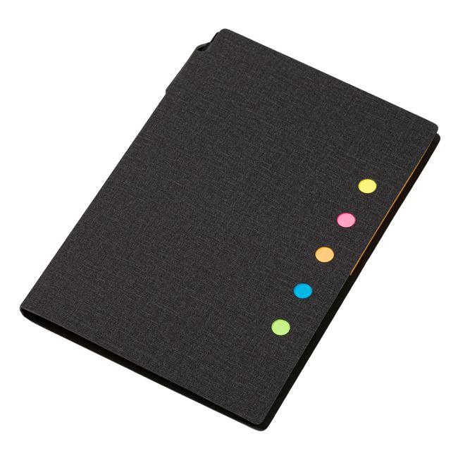 Notes adeziv, Zola®, stil carnetel, negru, cu hartii multicolore, 14.5x21 cm