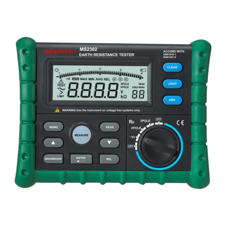Aparat masura rezistenta impamantare MS2302 Mastech, Battery Six 1.5V AA batteries