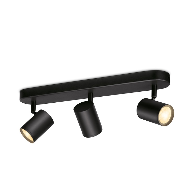 WiZ Imageo Smart Spotlight, Wi-Fi, Bluetooth, 3x4,9 W, 1035 lm, fehér, állítható fény, fém, fekete