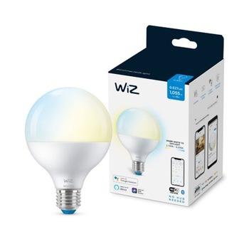 Bec LED inteligent WiZ, Wi-Fi, Bluetooth, G95, E27, 11W (75W), 1055 lm, lumina alba reglabila Bec LED inteligent WiZ, Wi-Fi, Bluetooth, G95, E27, 11W (75W), 1055 lm, lumina alba reglabila