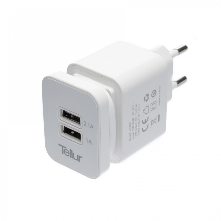 Incarcator de retea Tellur, dual USB, micro USB