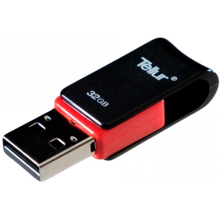USB Flash памет Tellur, 32GB, USB 2.0, OTG, Черна/Червена