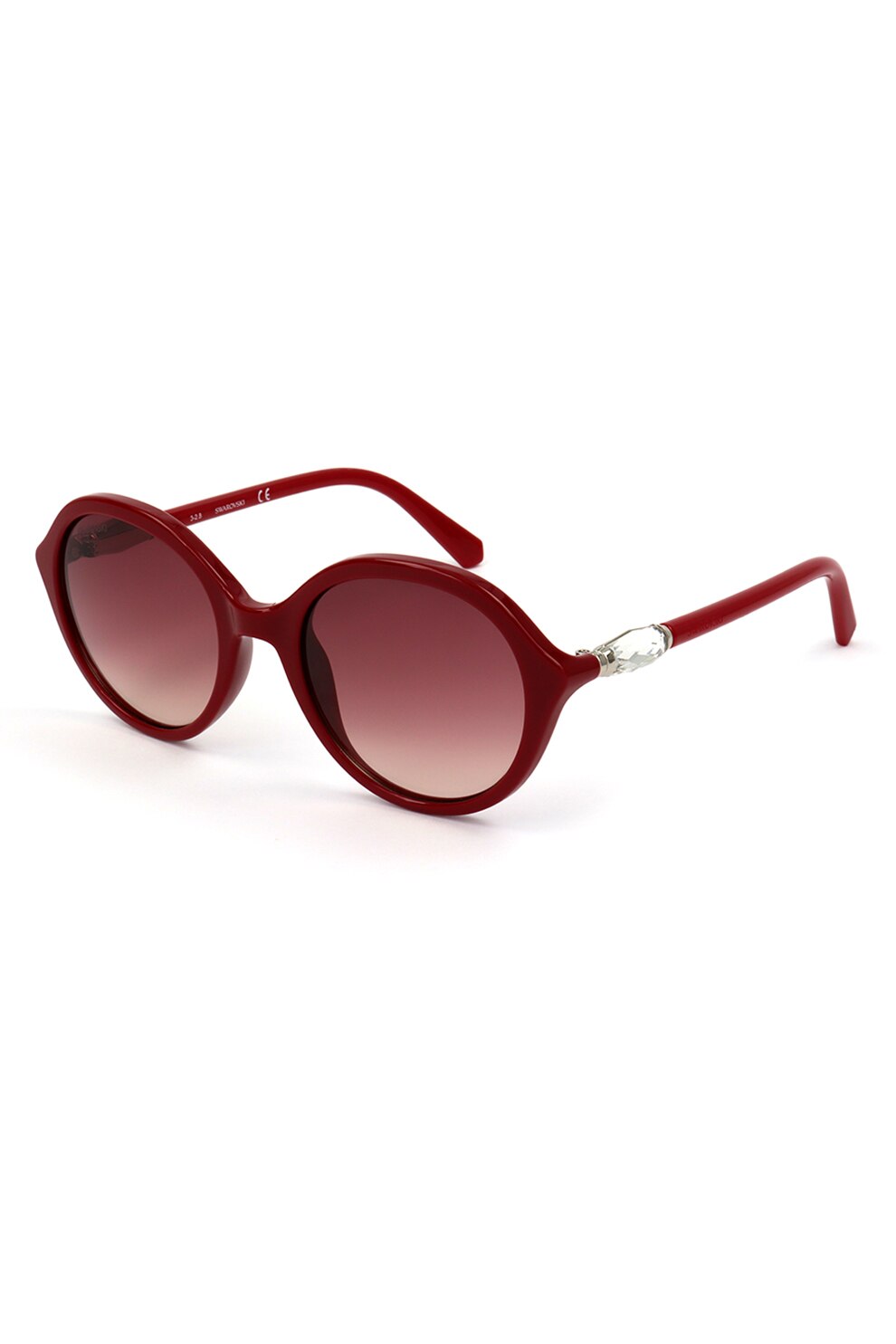 Swarovski, Ochelari de soare rotunzi cu lentile in degrade, Rosu inchis, 51-20-140 Standard