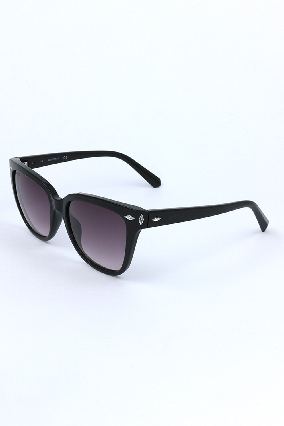 Swarovski, Ochelari de soare patrati cu cristale Swarovski, Negru, 55-17-140 Standard