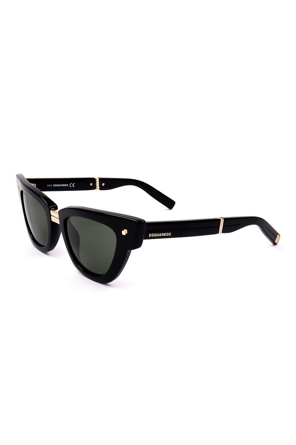 Dsquared2, Ochelari de soare cat-eye unisex, Negru/Auriu, 50-22-140 Standard
