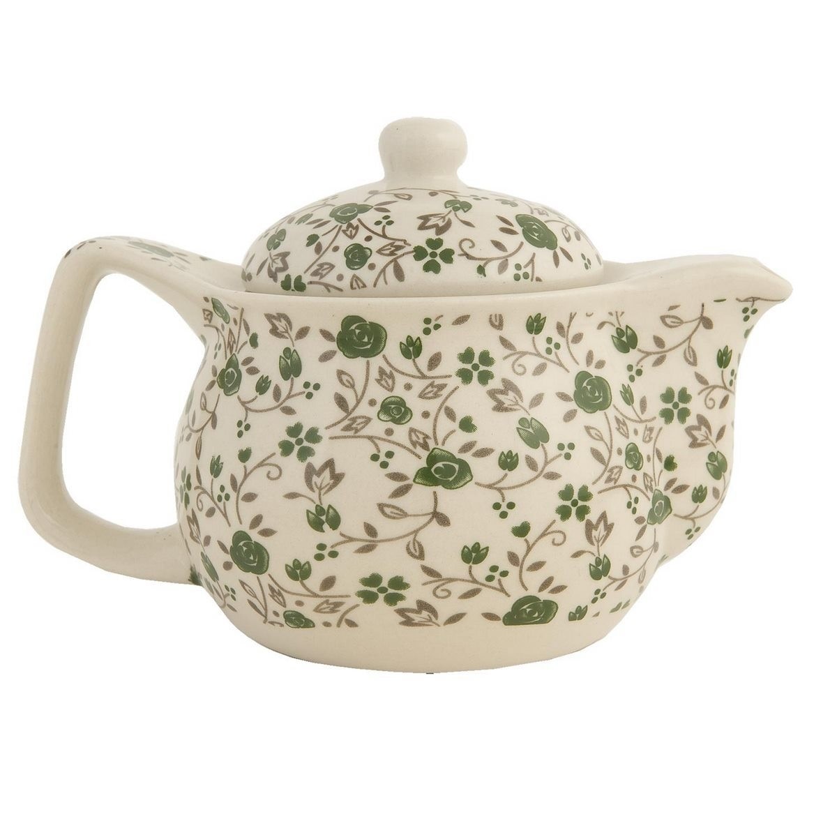 Ceainic din ceramica alba verde Ø 16 cm x 11 h / 0.4 L