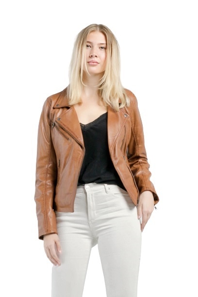 Geaca de piele Mila CBL, Maro