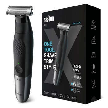 Aparat hibrid de barbierit si tuns barba Braun Series X XT5200 Wet&Dry, 4 piepteni, 2 x cap pentru ingrijire corporala, Saculet de voiaj, Negru Aparat hibrid de barbierit si tuns barba Braun Series X XT5200 Wet&Dry, 4 piepteni, 2 x cap pentru ingrijire corporala, Saculet de voiaj, Negru